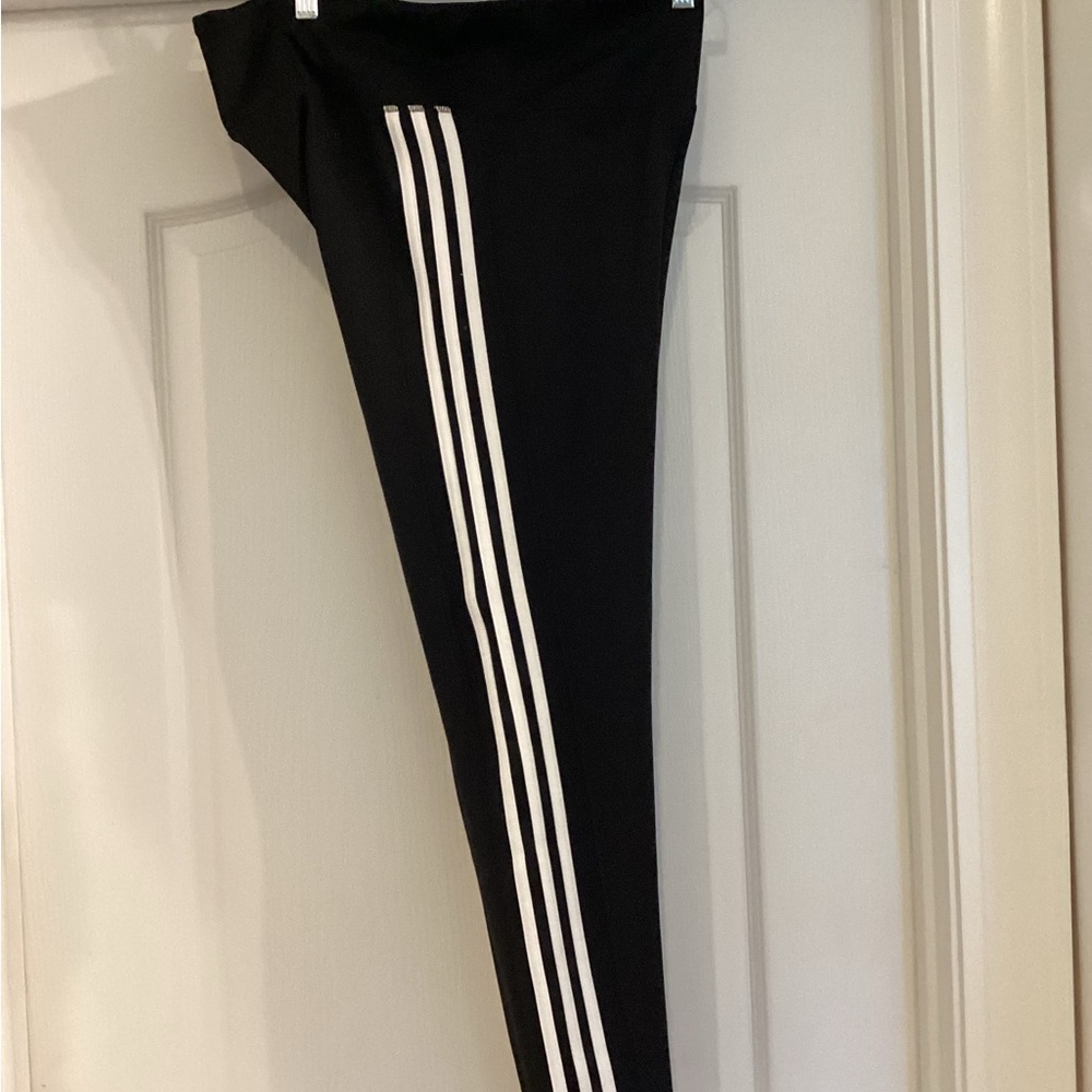 Adidas Black Leggings with White Stripes (NWOT)